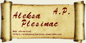Aleksa Plešinac vizit kartica